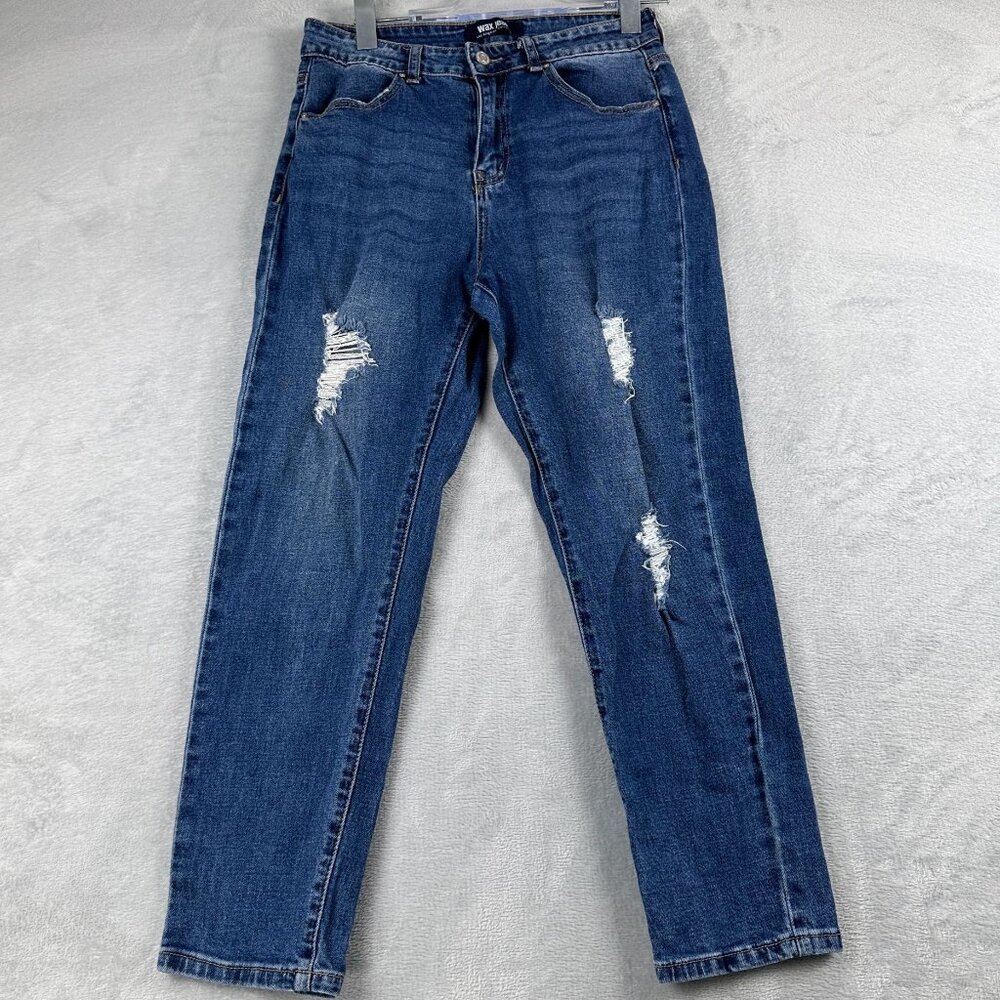 Wax Jean Ankle Skinny Jeans Womens Size 7/28 Slim Fit Distressed High Rise Blue